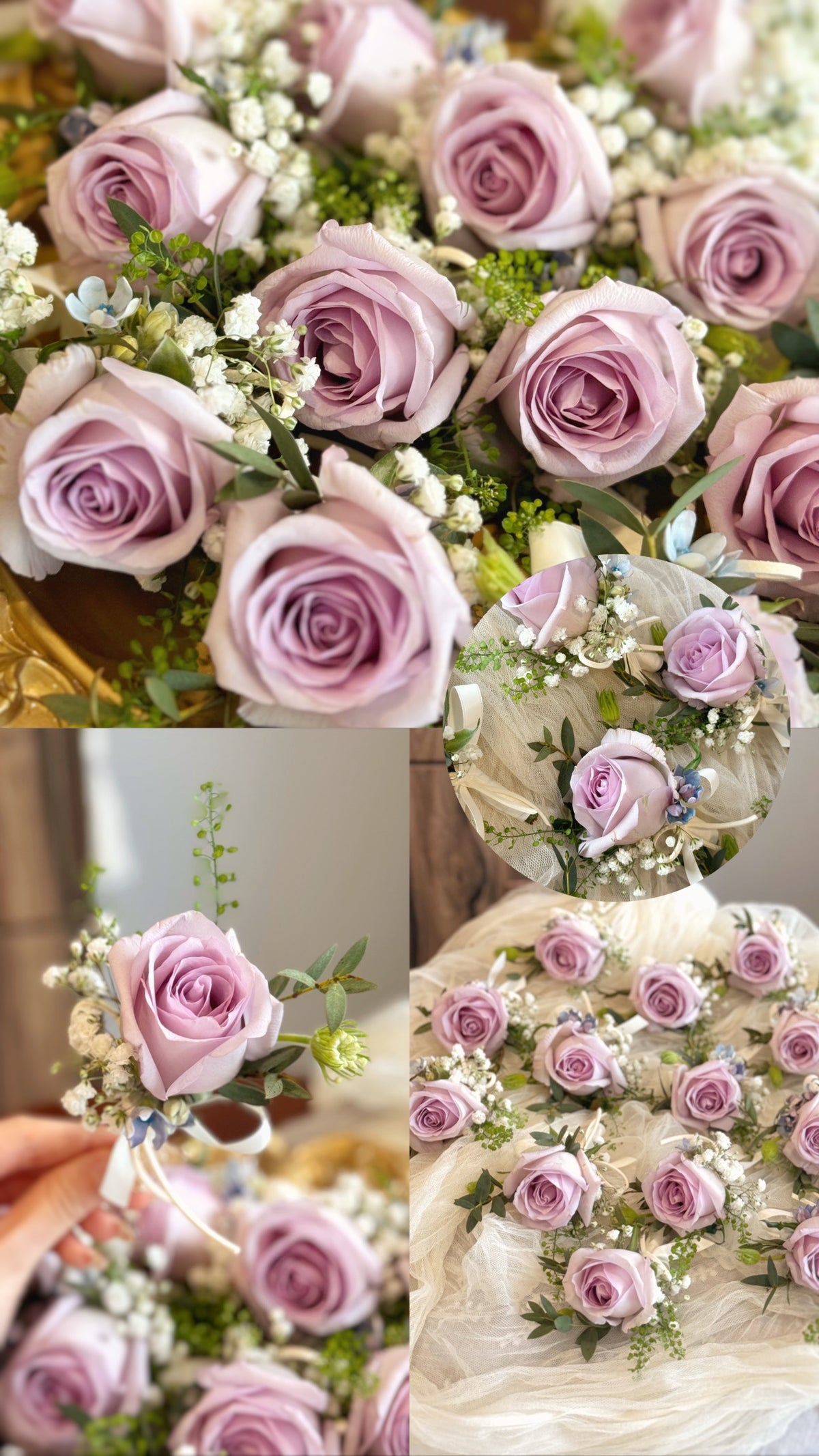 Whimsy Boutineer Lilac Sky Fresh Flowers Boutonniere & Wrist Corsage Set – Whimsy Flos ...