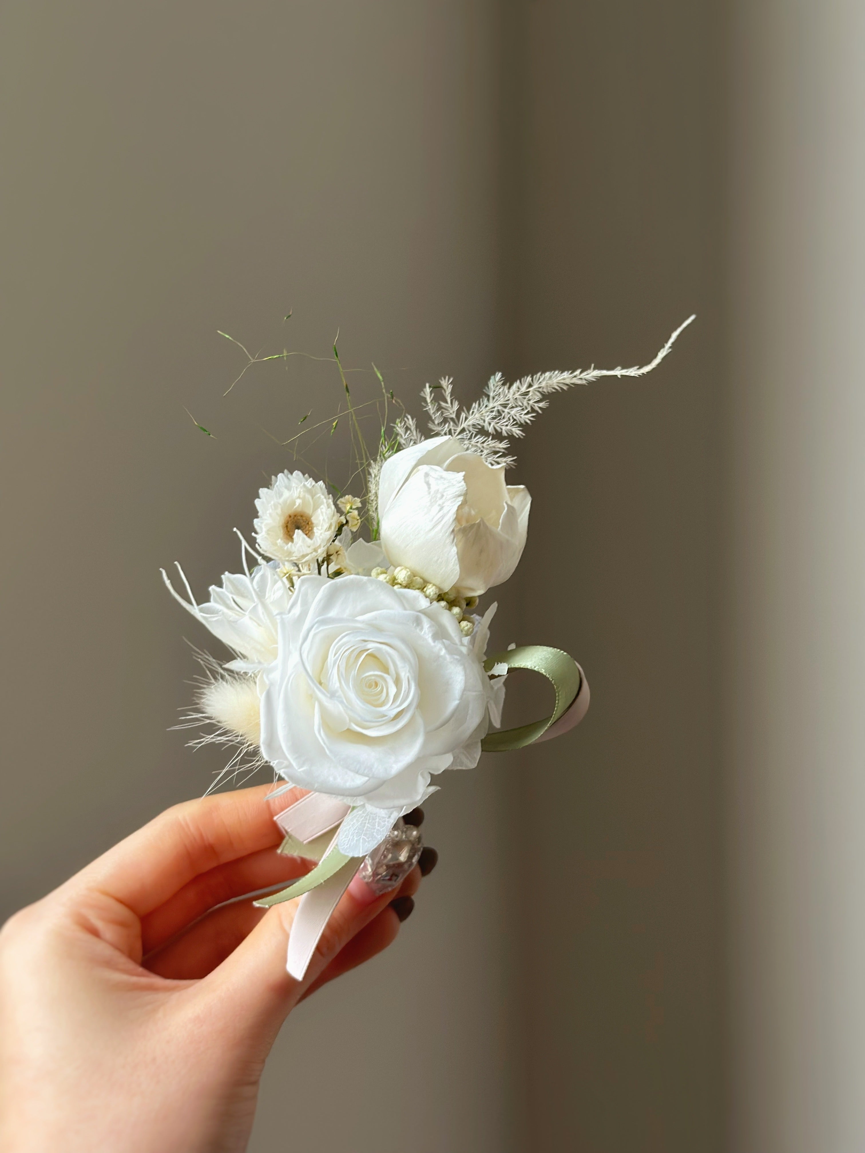 Whimsy Boutineer Claire Preserved Flowers Boutonniere & Wrist Corsage Set – Whimsy Flos ...
