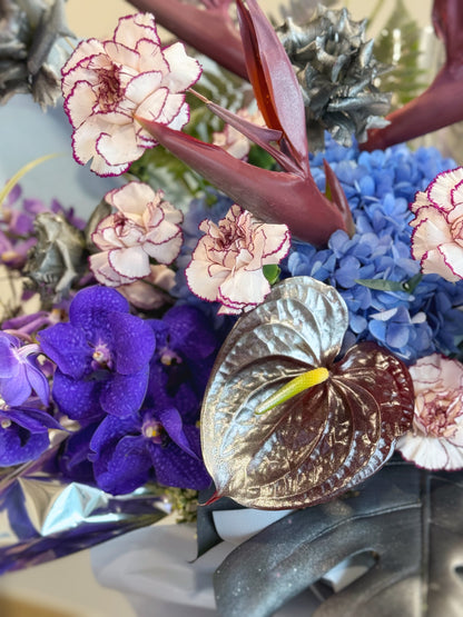 Galaxy fresh flowers grand opening flower stand close up view silver anthurium 