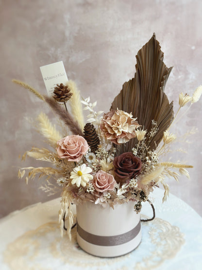 Grand size preserved flowers bloom box in earthy tone