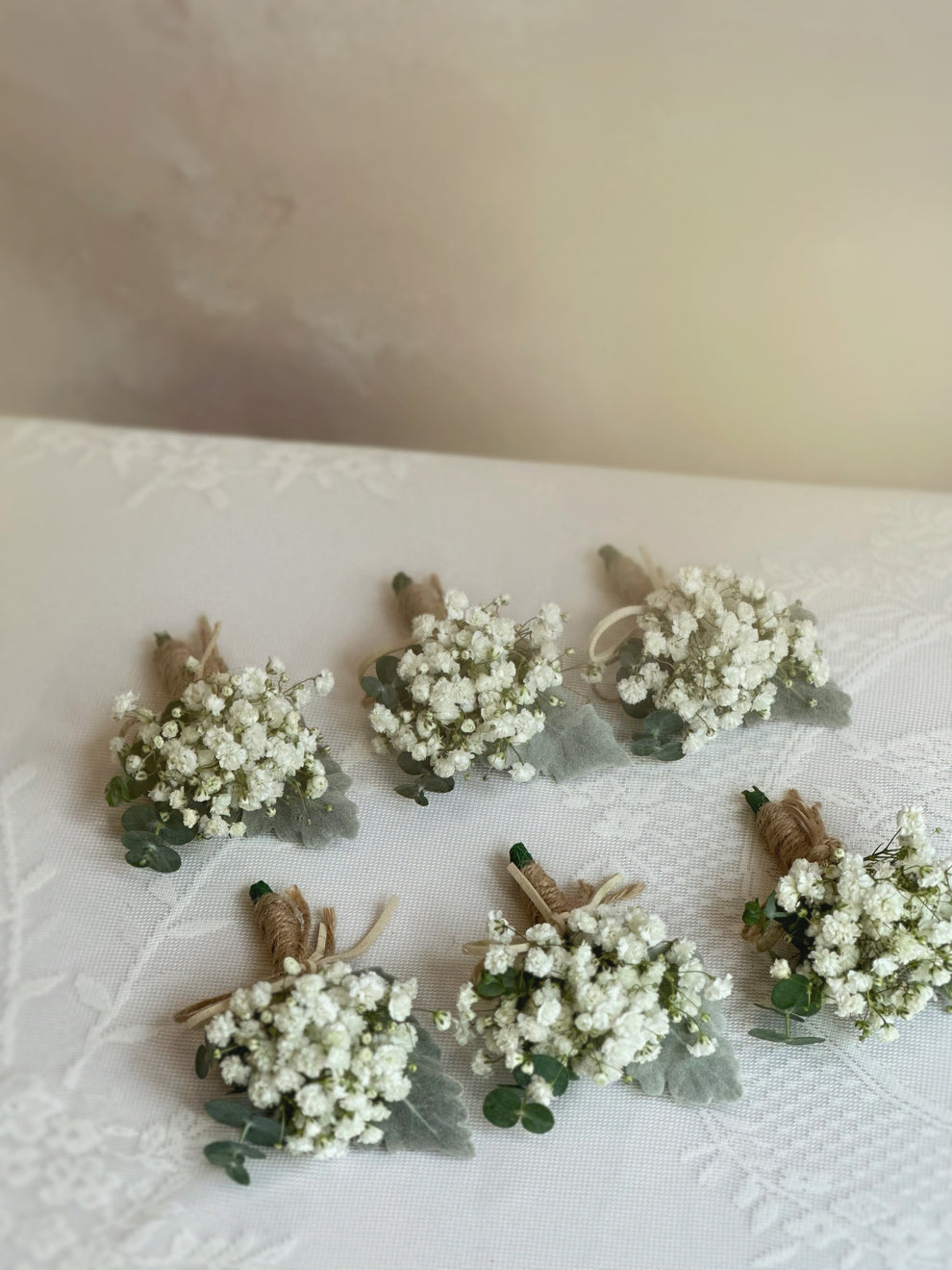 Whimsy Boutineer Dainty White Fresh Flowers Boutonniere & Wrist Corsage Set – Whimsy ...