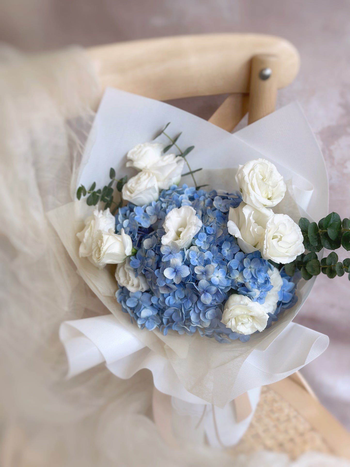 Close up view of our Azure bouquet