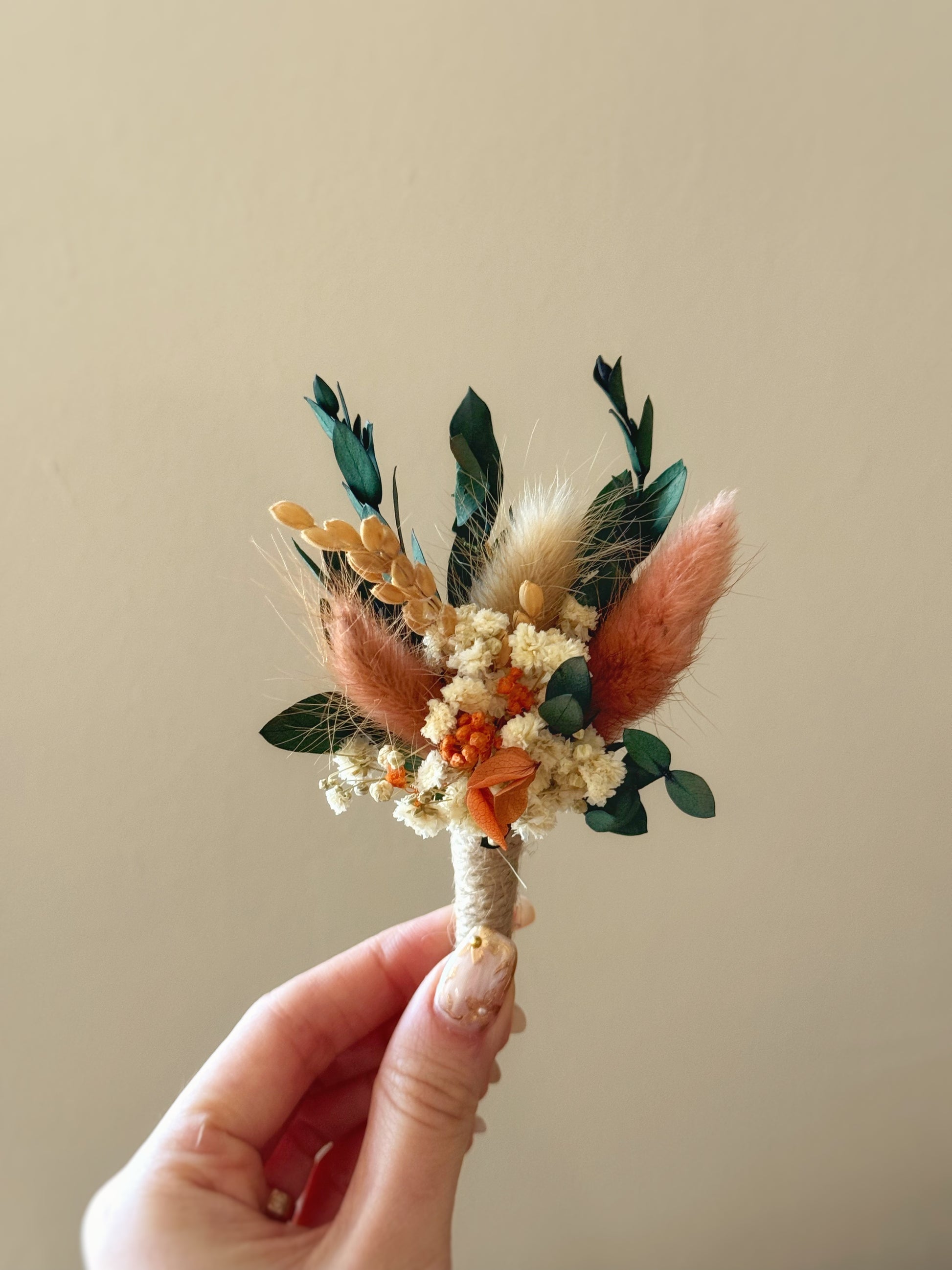 Whimsy Boutineer Woodland Amber Dried/Preserved Flowers Boutonniere & Wrist Corsage ...
