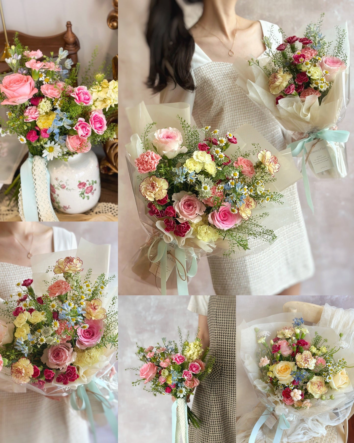 Jardin_Romance_Colorful_medley_Fresh_Flowers_Handtied_bouquet_bright_spring collage