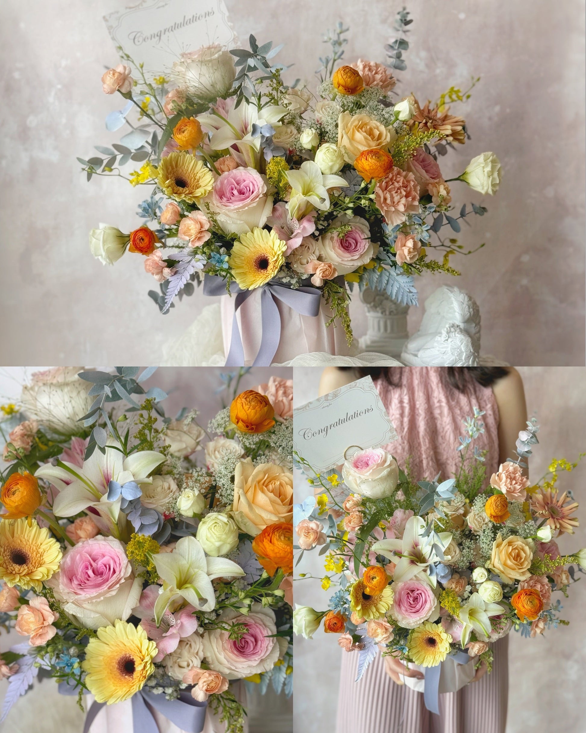 Jardin_Romance_Colorful_medley_Fresh_Flowers_Handtied_bouquet_Pastel_spring collage