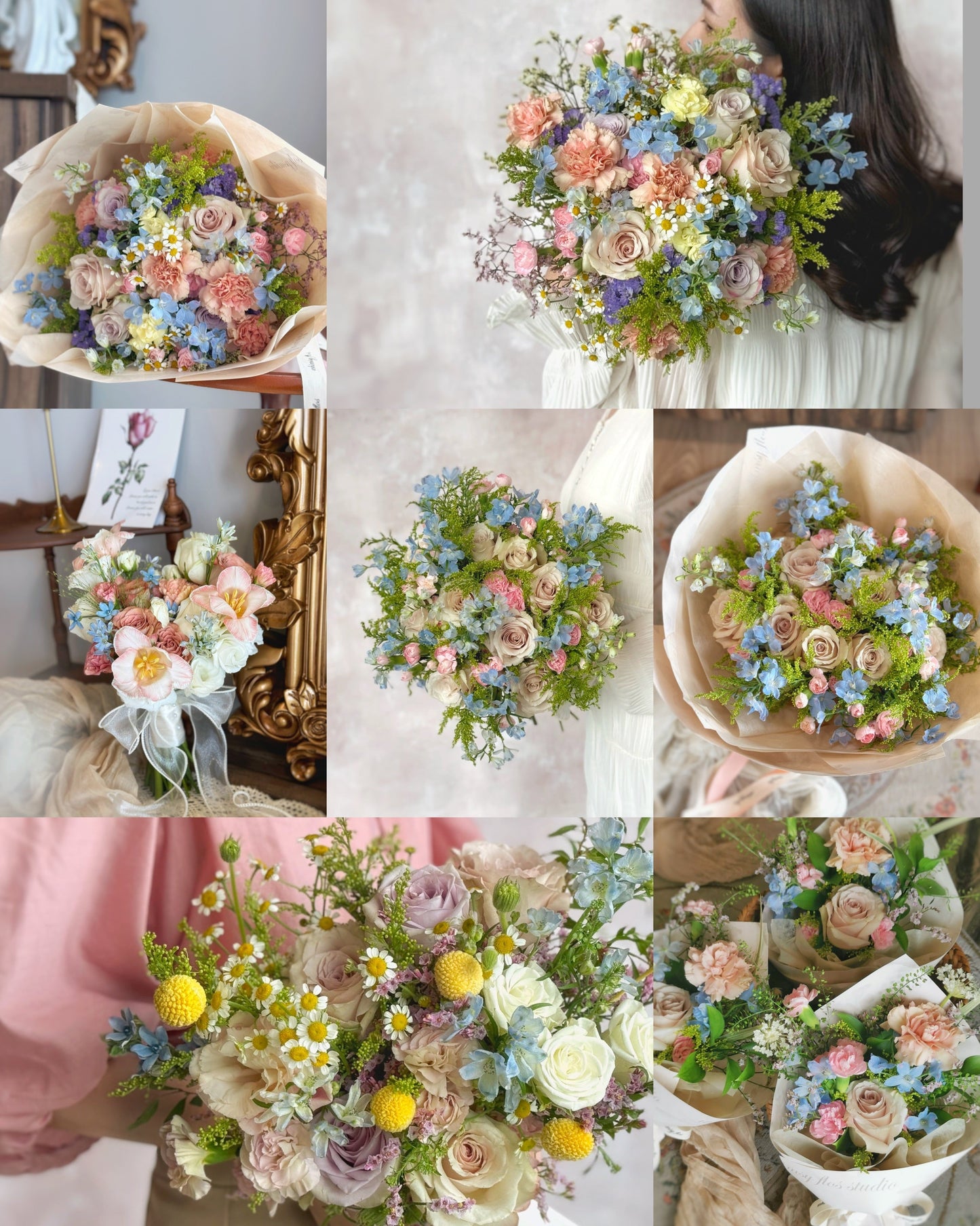 Jardin_Romance_Colorful_medley_Fresh_Flowers_Handtied_bouquet_whimsical meadow collage