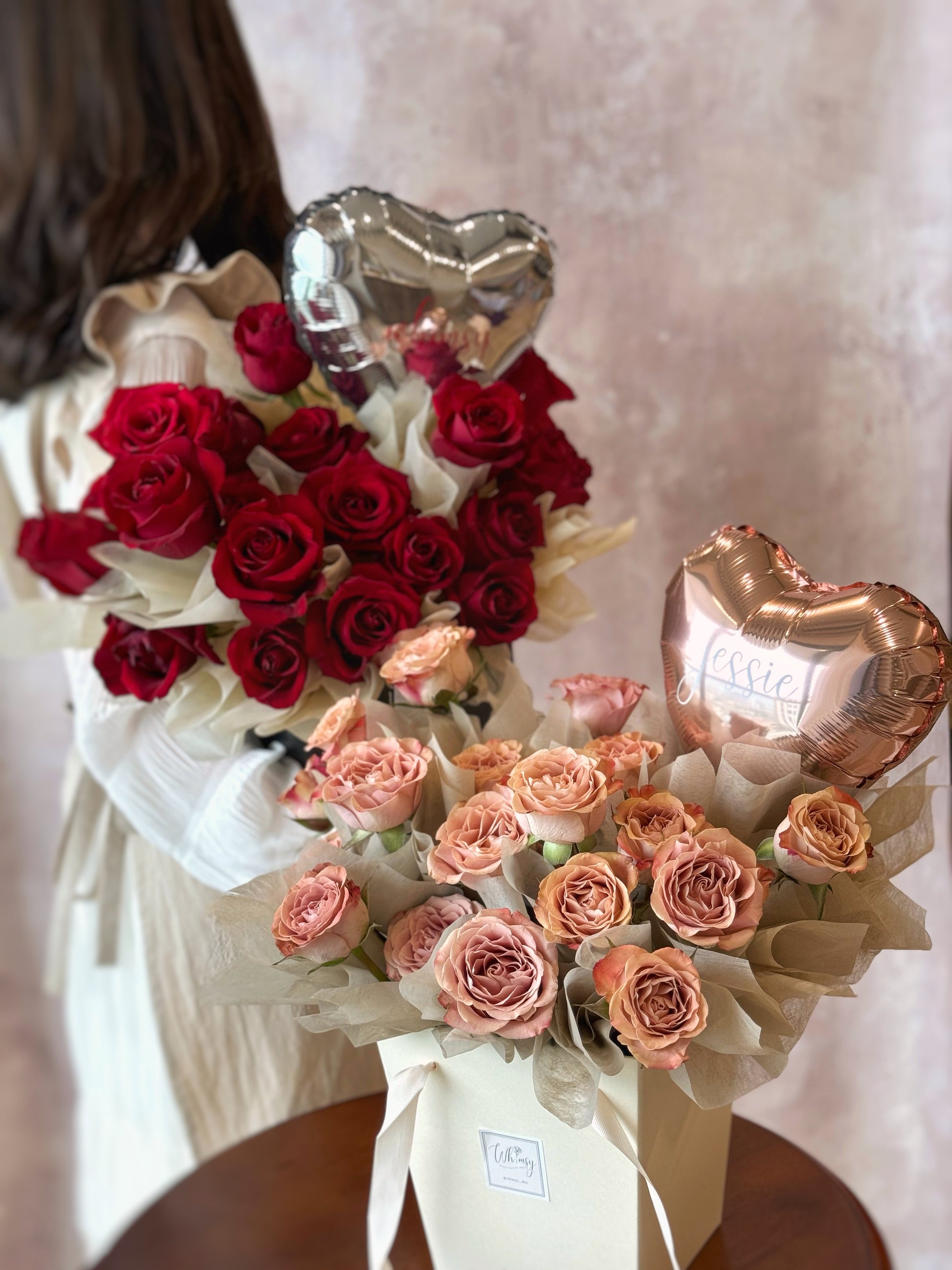 Rose couture fresh flowers bloom box comparison cappuccino roses and red roses