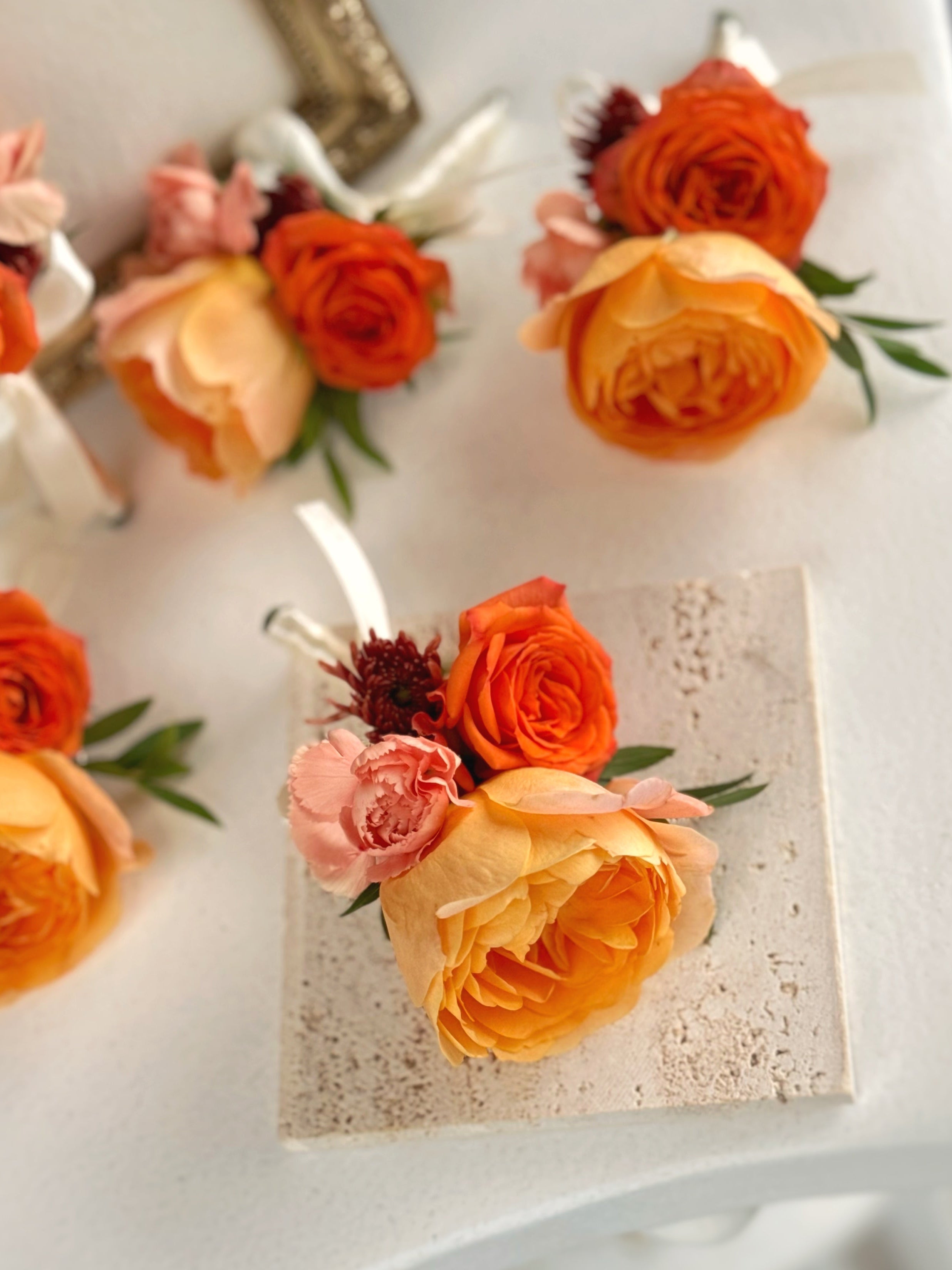 Whimsy Boutineer Sienna Glow Fresh Flowers Boutonniere & Wrist Corsage Set – Whimsy Flos ...
